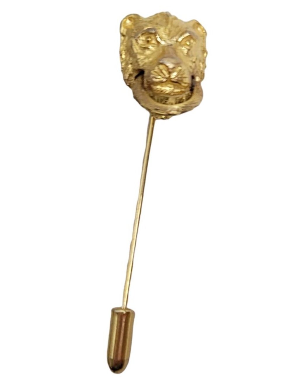 Mimi Gold-Tone Lion Door Knocker Lapel Stick Pin, Signed